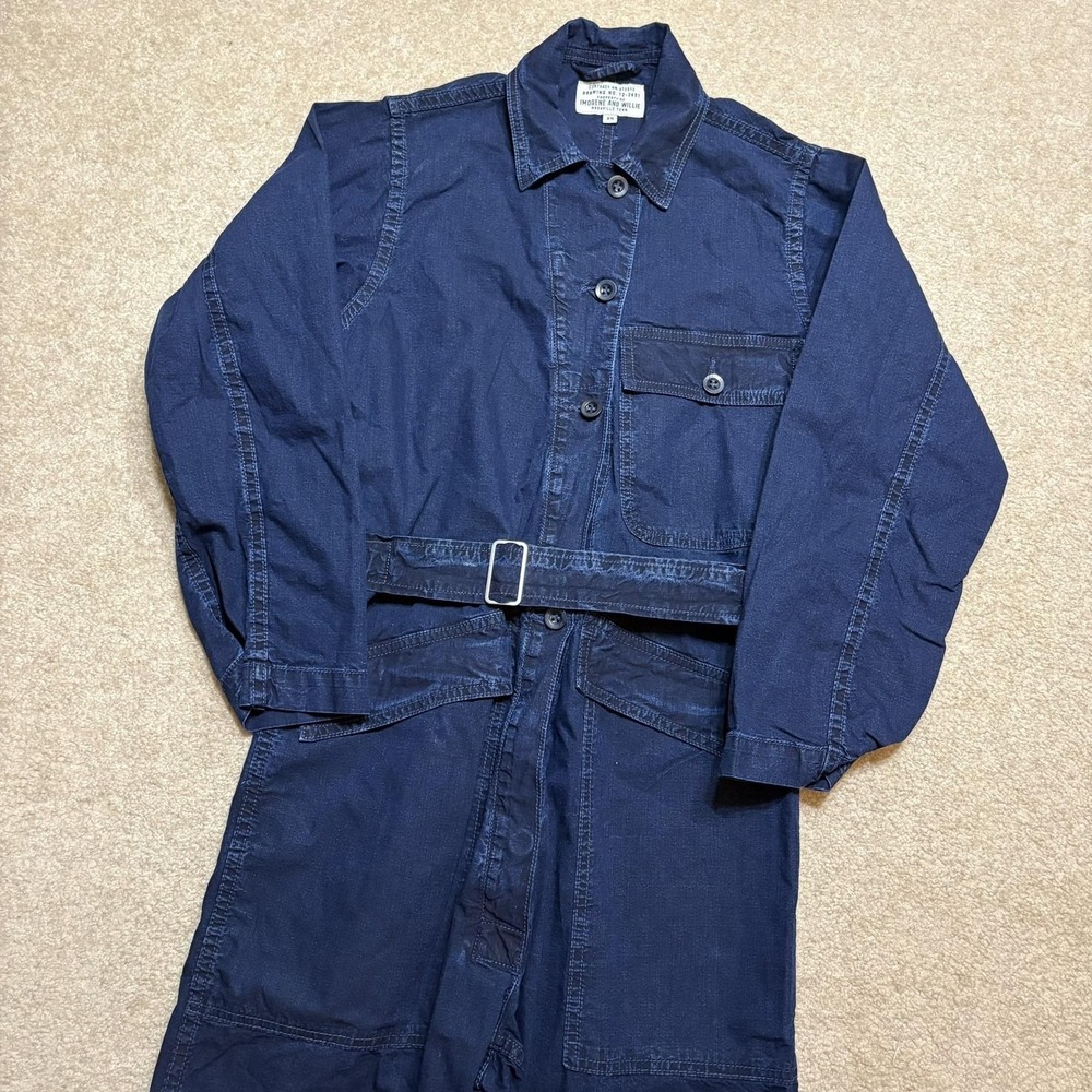 Imogene + Willie Coveralls Womens XS Blue Indigo Ripstop Work Jumpsuit USA